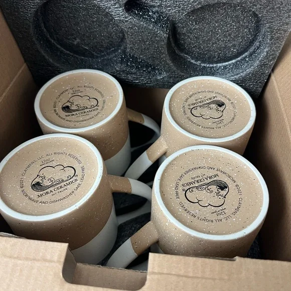 Mora Ceramics New in Box 12oz Coffee Tea  Mug Cups Set of 4 Rustic Minimalist - Picture 5 of 9